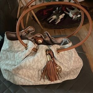 Michael Kors Beige and Brown Shoulder Bag